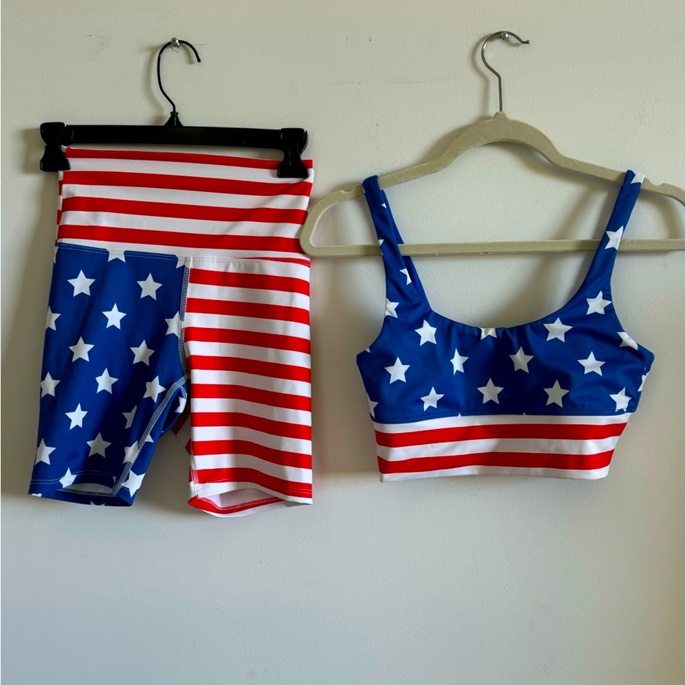 Beach Riot American 🇺🇸 Flag - shorts & top set, size S